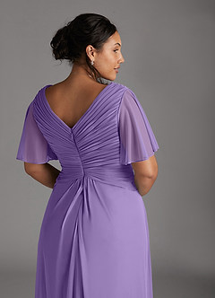 Azazie Emmeline Mother of the Bride Dresses Tahiti A-Line V-Neck Pleated Mesh Dress image11