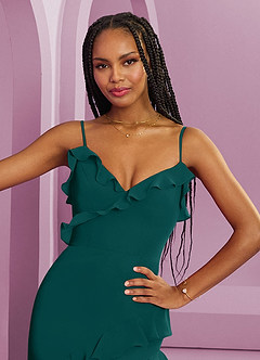 Barbie ♥ Azazie Jurken voor bruidsmeisjes Jurk van Chiffon met Kolom Pauw image7