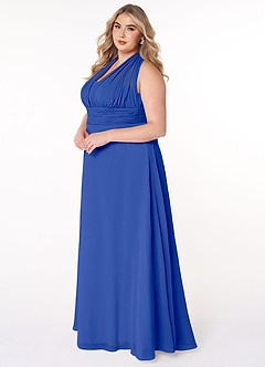 Azazie Fifi Jurken voor bruidsmeisjes Converteerbaar Jurk van Chiffon met A-Lijn Strapless Koningsblauw image15