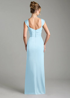 Azazie Filippa Bridesmaid Dresses Sky Blue A-Line Pleated Stretch Satin Dress image2