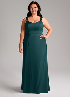 Azazie Denice Robes de demoiselle d'honneur Robe Fourreau en Satin extensible Plissée Vert Pin image8