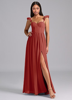Azazie Denisse Bridesmaid Dresses Terracotta A-Line Ruched Chiffon Dress image5