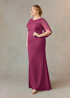 Azazie Belladonna Mother of the Bride Dresses Mulberry Mermaid Scoop Pleated Mesh Dress image8