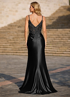 Radiance Black Beaded Sheath Jersey Prom Dress image7