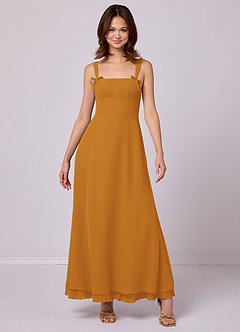 Barbie ♥ Azazie Bridesmaid Dresses Butterscotch A-Line Pleated Chiffon Dress image3