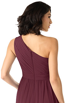 Azazie Mathilda Bridesmaid Dresses Cabernet A-Line One Shoulder Chiffon Dress image5