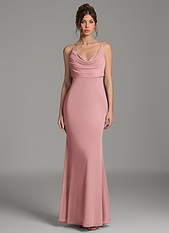 Azazie Zari Bridesmaid Dresses Dusty Rose Mermaid Pleated Mesh Dress image3