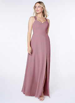Azazie Jane Final Sale Vintage Mauve A-Line V-Neck Pleated Chiffon Dress image3