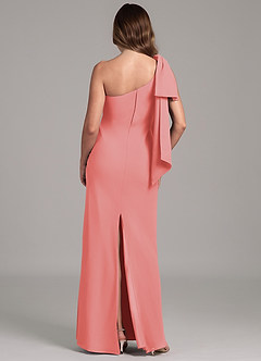 Azazie Capri Bridesmaid Dresses Coral A-Line One Shoulder Chiffon Dress image2