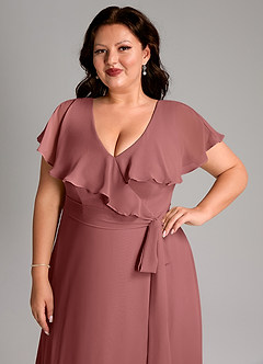 Azazie Lainey Bridesmaid Dresses Amethyst A-Line with Pockets Chiffon Dress image13