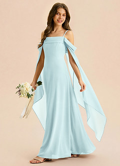 Azazie Moana Junior Linia A Pofałdowany Szyfon Długość podłogi Młodsza druhna Sukienka image2