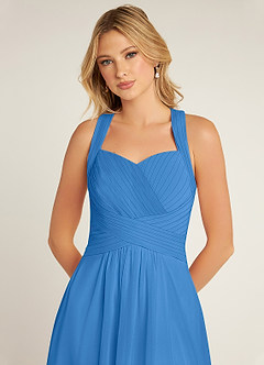 Azazie Claudia Bridesmaid Dresses Blue Jay A-Line Sweetheart Neckline Chiffon Dress image5
