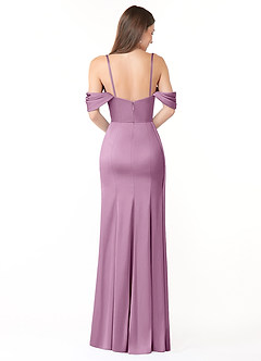 Azazie Amyra Robes de demoiselle d'honneur Robe Fourreau Convertible en Satin extensible Épaule décolletée Glycine image3