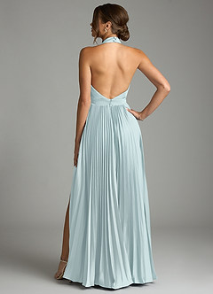 Azazie Zienna 신부 들러리 드레스 A라인 주름진 스트레치 새틴 바닥 길이 드레스 image2