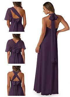 Azazie Fifi Bridesmaid Dresses Plum A-Line Strapless Chiffon Convertible Dress image8