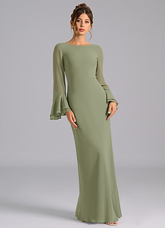 Azazie Leone Bridesmaid Dresses Pistachio Mermaid Corset Chiffon Dress image4