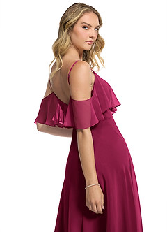 Azazie Jean Bridesmaid Dresses Burgundy A-Line Chiffon Convertible Dress image7