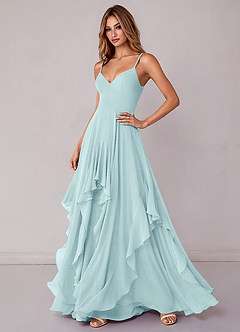 Azazie Zaina Brautjungfernkleider A-Linie Chiffon Kleid Seegrün image5