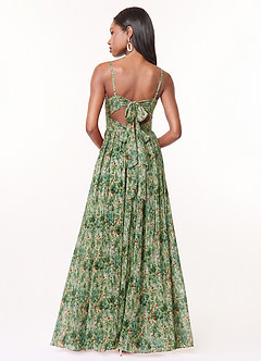 Azazie Zeya Bridesmaid Dresses Meadow Bloom A-Line V-Neck Pleated Chiffon Dress image3
