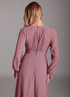 Azazie Matilda Bridesmaid Dresses Vintage Mauve A-Line Long Sleeve Chiffon Dress image8
