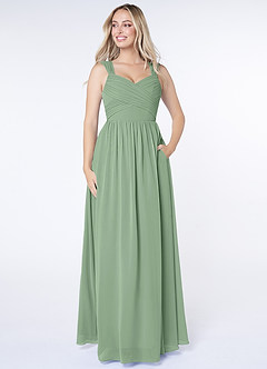 Azazie Raine Bridesmaid Dresses Matcha A-Line Sweetheart Ruched Chiffon Dress image1