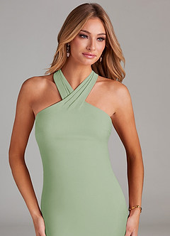 Azazie Doretta Bridesmaid Dresses Dusty Sage Mermaid Pleated Chiffon Dress image5