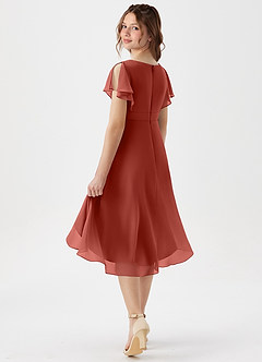 Azazie Graciela Junior Terracotta A-Line Pleated Chiffon Dress image6