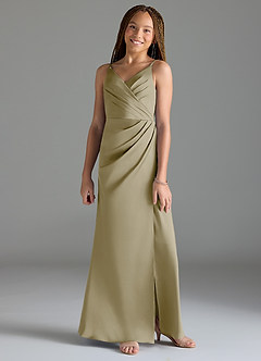 Azazie Maci Junior Klä av Sjöjungfru i Stretch Satin Plisserad image1