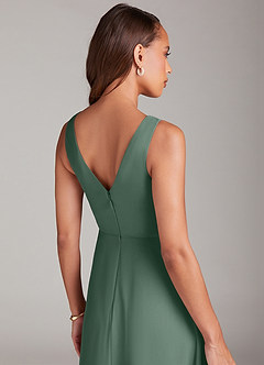 Azazie Nelly Bridesmaid Dresses Eucalyptus A-Line Pleated Chiffon Dress image7