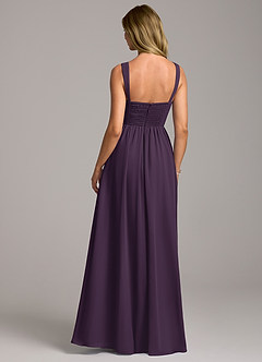 Azazie Rosaline Bridesmaid Dresses Plum A-Line Side Slit Chiffon Dress image6