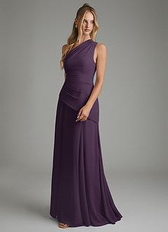 Azazie Holly Bridesmaid Dresses Plum A-Line Corset Chiffon Dress image5