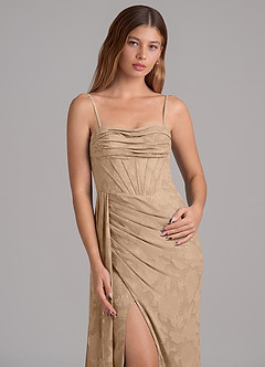 Azazie Amyra Vestidos de damas de honor Vestido de Champán de Devorado Floral de Corte Sirena Convertible con Vestidos sin tirantes image2