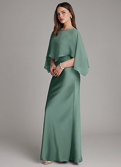 Azazie Ambra Bridesmaid Dresses Eucalyptus Mermaid Pleated Stretch Satin Dress image6