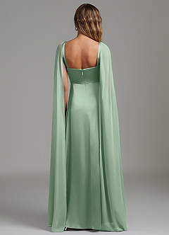 Azazie Niveah Robes de demoiselle d'honneur Robe Trapèze Convertible en Satin extensible Sans bretelles Agave image4