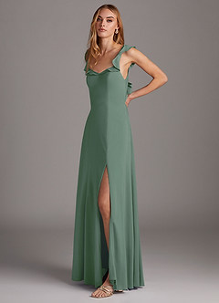 Azazie Arela Final Sale Black A-Line Ruched Stretch Chiffon Dress image3