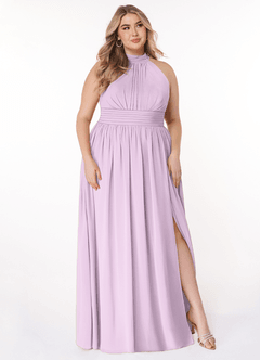 Azazie Iman Bridesmaid Dresses Frosted Lilac A-Line A-Line Ruched Chiffon Dress image11
