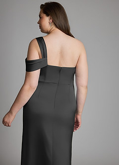 Azazie Wynter Vestidos para Prova em Casa Vestido Preto de Cetim elástico de Bainha com Ombro Único image12