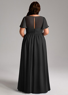 Azazie Verna Robes de demoiselle d'honneur de maternité Robe Trapèze Col V froncé Longueur ras du sol Mousseline de soie image12
