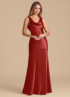 Azazie Rylina Brautjungfernkleider Meerjungfrau-Linie Metallischer Satin Kleid Rost image4