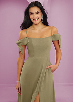Barbie ♥ Azazie Bridesmaid Dresses Moss Green A-Line Off the Shoulder Chiffon Convertible Dress image3