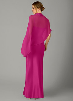 Azazie Jaleesa Bridesmaid Dresses Fuchsia A-Line High Neck Stretch Satin Dress image6