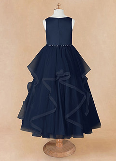 Azazie Sofia Flower Girl Dresses Dark Navy A-Line Beaded Tulle Dress image9