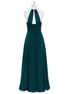Azazie Ginger Bridesmaid Dresses Pine A-Line Halter Pleated Chiffon Dress image7