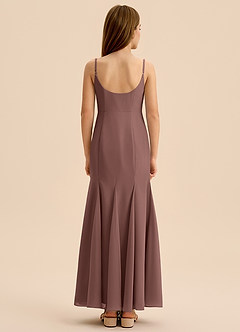 Azazie Evey Junior Espresso Mermaid Pleated Chiffon Dress image2