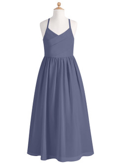 Azazie Cora A-Line Pleated Chiffon Floor-Length Junior Bridesmaid Dress image6