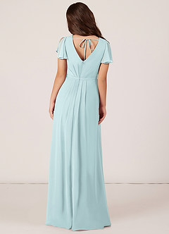 Azazie Peony Junior Robe Trapèze en Mousseline de soie Plissée Brume image2