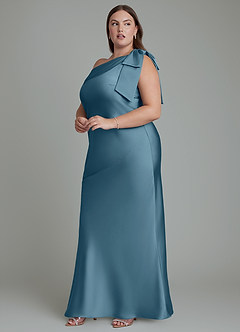 Azazie Yuanna Bridesmaid Dresses Bermuda Mermaid One Shoulder Stretch Satin Dress image13