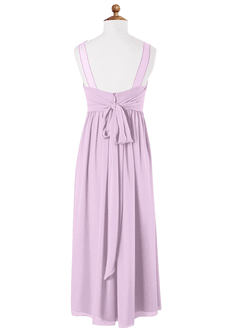 Azazie Kora Junior Frosted Lilac A-Line Pleated Chiffon Dress image6