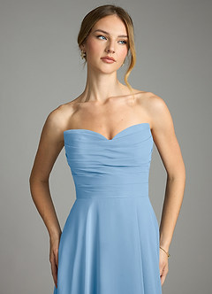 Azazie Ayla Brautjungfernkleider A-Linie Herzausschnitt Chiffon Kleid Puderblau image5