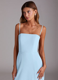 Azazie Wren 신부 들러리 드레스 A라인 스트랩리스 쉬폰 티 길이 드레스 image6